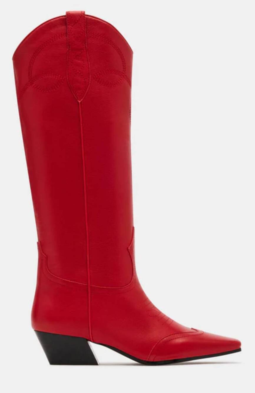 NEW STEVE MADDEN women's dollie boot in red leather